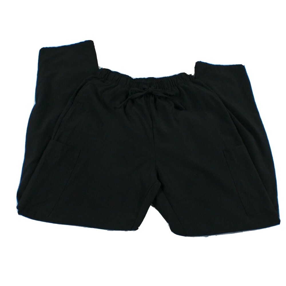 Womens Small Dress Pants Black High Rise Elastic Tie Waist Large Pockets
